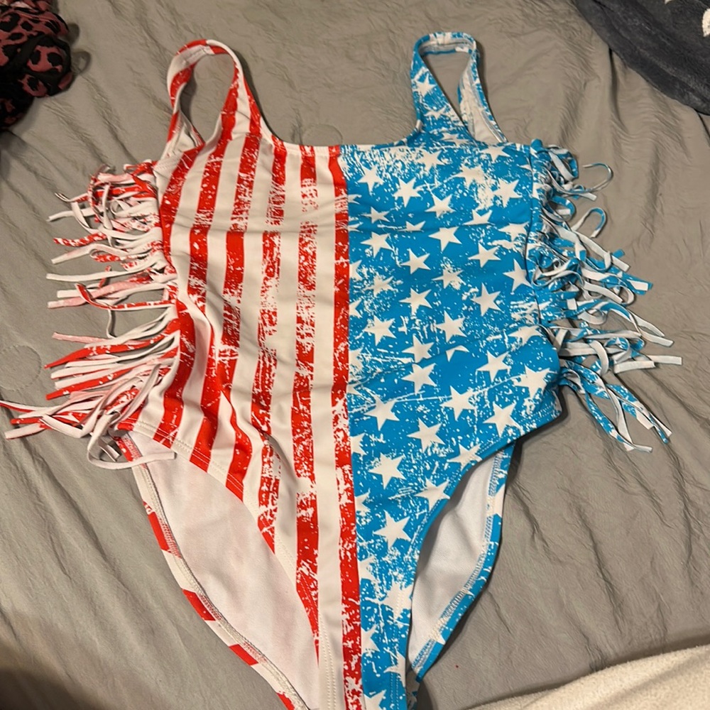 red white and blue one piece bathing suit